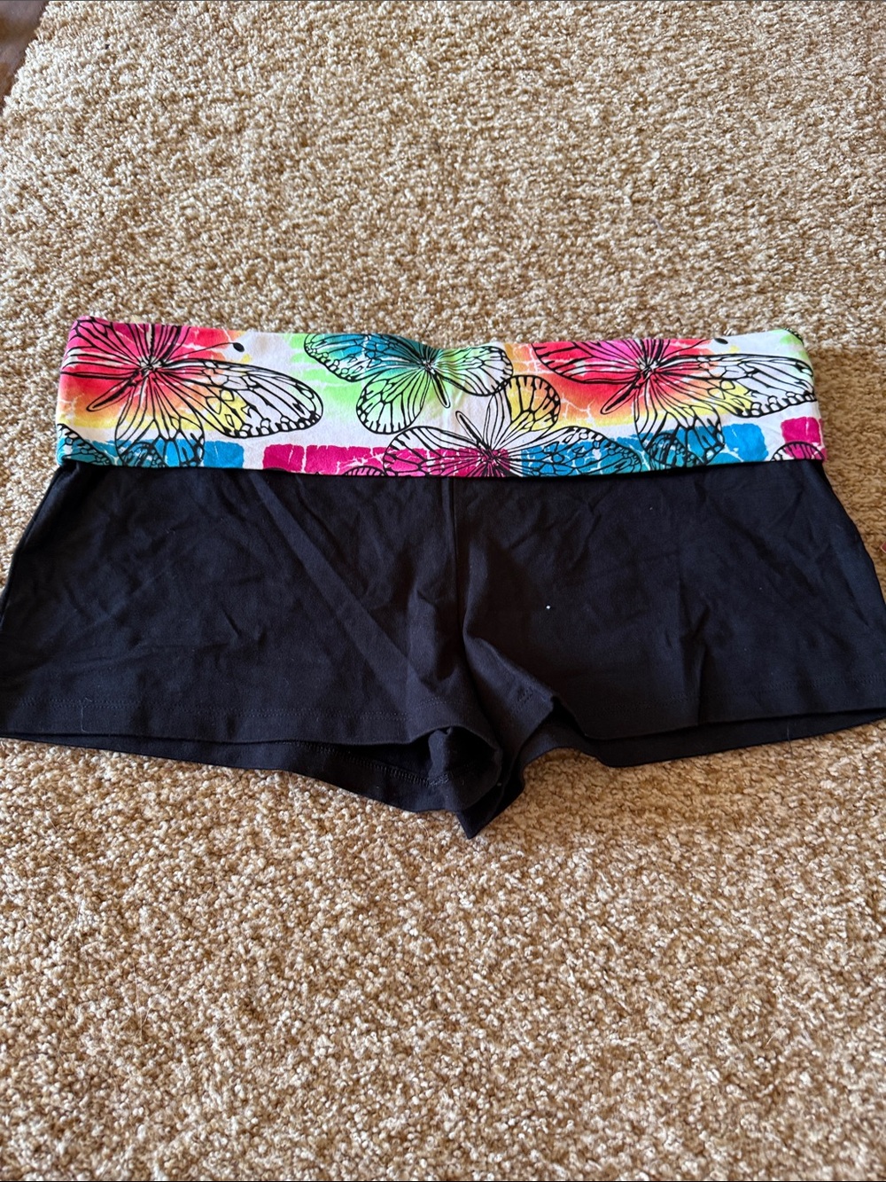 Butterfly pattern black shorts